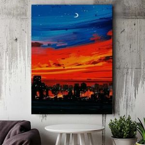 Tablou Canvas Modern Abstract - Small city at dawn - Img 3