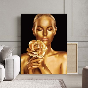 Tablou Canvas - The lady and the golden rose - Img 2