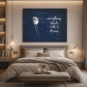 Tablou Motivational - Everything Starts With A Dream (Full Moon)
