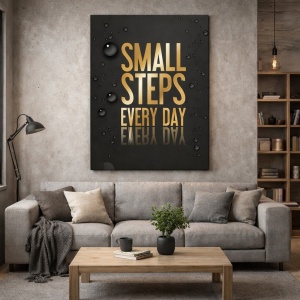 Tablou Motivational - Small steps everyday (gold)