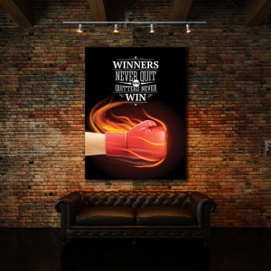 Tablou Motivational - Winners and Quitters (fire glove) 3