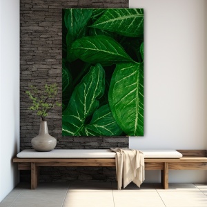 Tablou Vegetatie - Frunze tropicale in verde vibrant (072)