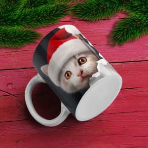 Cana De Craciun - Black and White Santa Kitty
