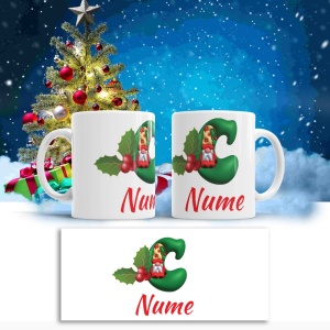 Cana De Craciun - Litere cu gnomi C (nume personalizat) - Img 2