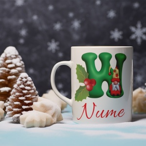 Cana De Craciun - Litere cu gnomi W (nume personalizat)