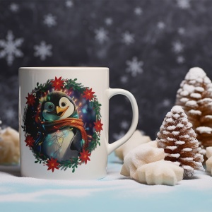 Cana De Craciun - Penguin with Red Scarf (mesaj personalizat) - Img 2