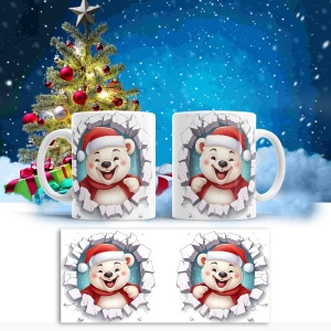 Cana De Craciun - Smiling Santa Bear