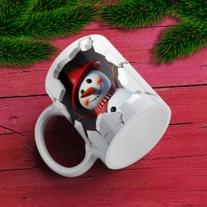 Cana De Craciun - Snowman with Red Hat