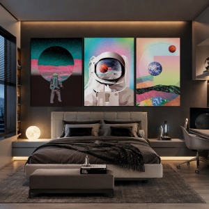 Set 3 Tablouri Canvas - Modern space mix