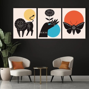 Set 3 Tablouri Canvas - Tribal minimal trio
