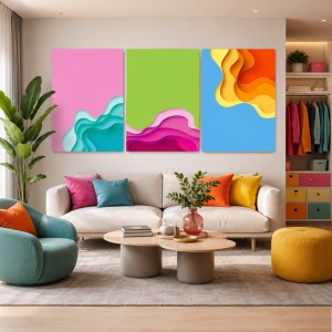 Set 3 Tablouri Colorful 3d layers