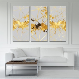 Set 3 Tablouri Elegante - Golden Splash on White (ZAZ 005, 015, 025) - Img 3