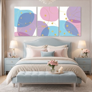 Set 3 Tablouri Pastel and golden sparks