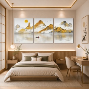 Set Tablouri Canvas - Golden Chinese Painting