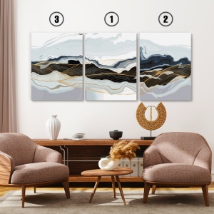 Set Tablouri Canvas - Marble And Golden Waves - Img 3