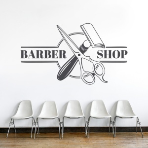 Sticker Barbershop (lama de ras si foarfece) - Img 3
