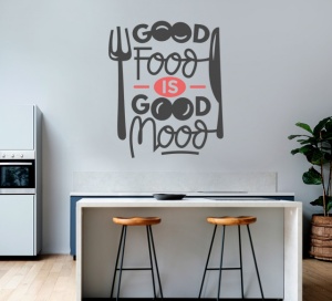 Sticker Bucatarie - Good food is good mood (fork and knife)