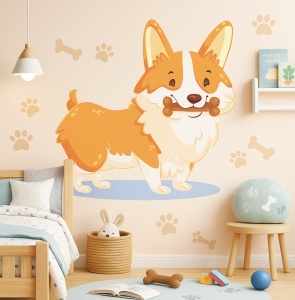 Sticker Copii - Corgi cu os