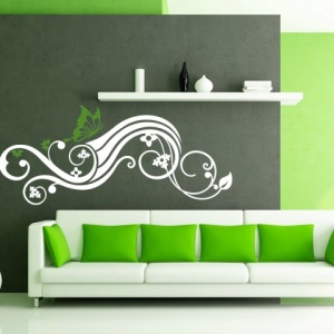 Sticker De Perete Abstract Floral Cu Fluture 01
