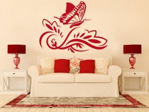 Sticker De Perete Floare Cu Fluture