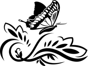 Sticker De Perete Floare Cu Fluture - Img 2