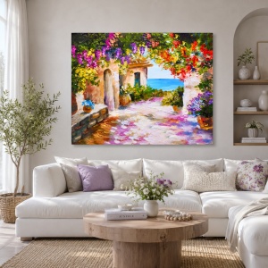 Tablou Canvas Efect Pictura - Bolta Cu Flori