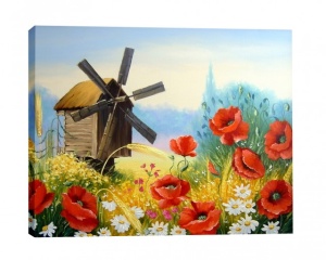 Tablou Canvas Efect Pictura Moara De Vant In Lan