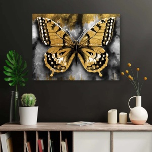 Tablou Canvas - Fluture in nunate aurii - Img 2