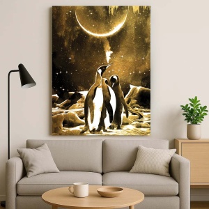Tablou Canvas - Golden landscape with penguins - Img 3