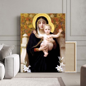 Tablou Canvas "La Virgen de los Lirios„ - Fecioara cu Pruncul”