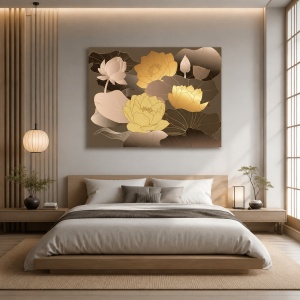 Tablou Canvas Lotusi Aurii