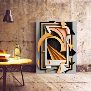 Tablou Canvas Modern Abstract - 3D Shapes and frame