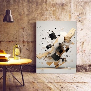 Tablou Canvas Modern Abstract - Abstract explosion with bricks