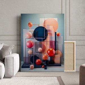 Tablou Canvas Modern Abstract - Colorful spheres in shelves