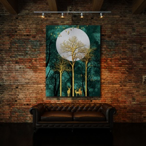 Tablou Canvas Moon Behind The Golden Trees - Img 3