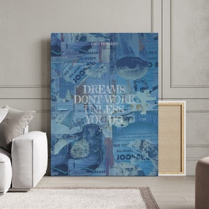 Tablou Canvas Motivational - Dreams don't work unless you do (colaj) - Img 2