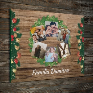 Tablou Canvas Personalizat - Coroana de Craciun cu nume de familie si poze - Img 4