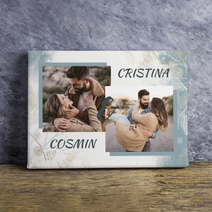 Tablou Canvas Personalizat - Peisaj de iarna cu poze de cuplu - Img 3