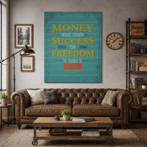 Tablou Motivational - Money And The Freedom To Make It