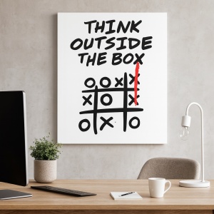 Tablou Motivational - Think Outside The Box (Tic Tac Toe)