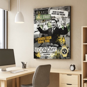 Tablou Motivational - Wolf of Wall Street (Newspaper Collage)