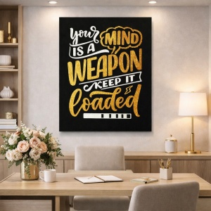 Tablou Motivational - Your mind is a weapon (gold)