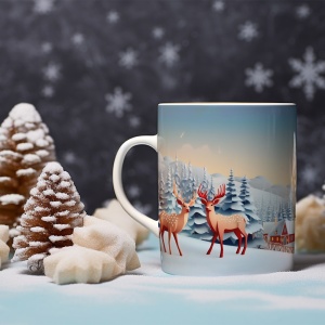 Cana De Craciun - Cute Reindeers and Winter Landscape - Img 2