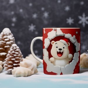 Cana De Craciun - Happy Polar Bear with Hat - Img 2