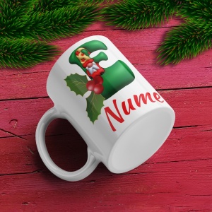 Cana De Craciun - Litere cu gnomi E (nume personalizat)