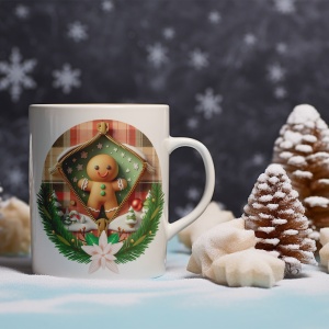 Cana De Craciun - Tiny Gingerbread Man with Stars (mesaj personalizat)