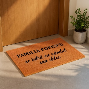 Covor de intrare personalizat - 60x40cm - Familia Intra cu zambet sau deloc
