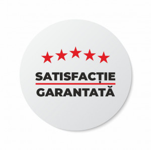 Etichete personalizate SATISFACTIE GARANTATA, 100 buc, PVC, rezistente la apa