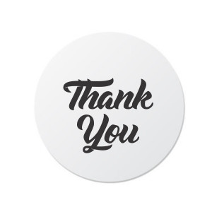 Etichete personalizate THANK YOU, 100 buc, PVC, rezistente la apa