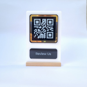 Meniu digital sau recenzie scanabil cu QR Cod din plexi alb de 5mm - Img 2
